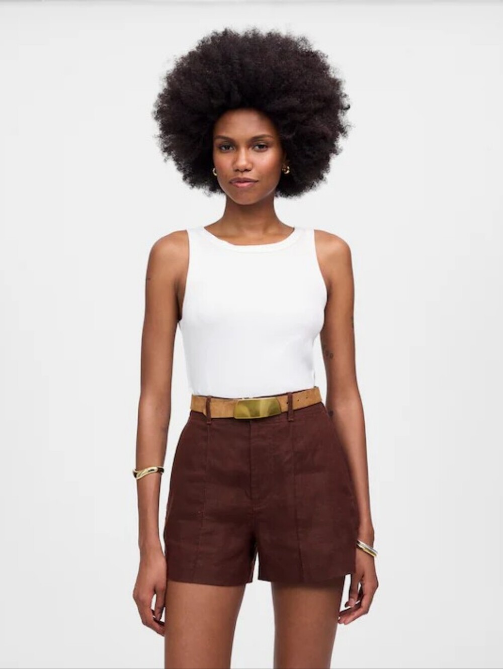 Madewell 100% Linen Pintucked Hugh Waist Shorts